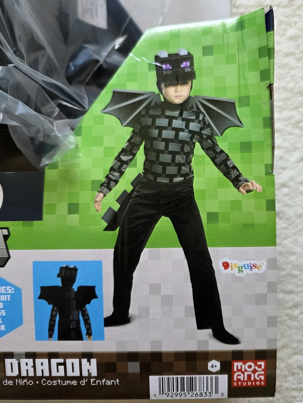 New boy's size 4/5 Classic Minecraft Ender Dragon Halloween Costume Complete set - Picture 5 of 7